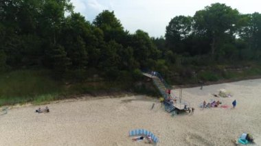 Sahil Baltık Denizi Gaski Plaza Morze Baltyckie Hava Görüntüsü Polonya. Yüksek kalite 4k görüntü