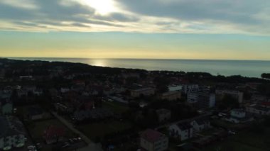 Panorama Baltık Denizi Ustronisi Morze Baltycki Hava Görüntüsü Polonya. Yüksek kalite 4k görüntü