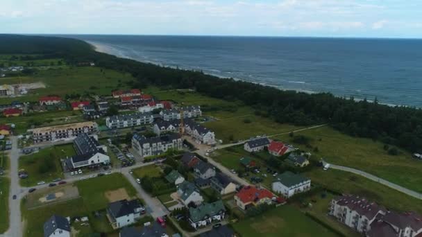 Prachtig Landschap Baltische Zee Grzybowo Morze Baltyckie Krajobraz Luchtfoto View — Stockvideo