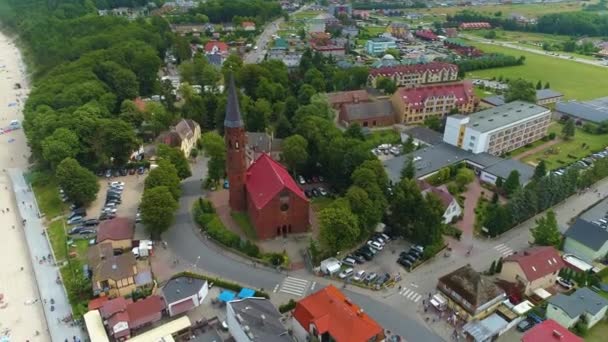 Paisagem Igreja Sarbinowo Kosciol Nmp Krajobraz Vista Aérea Polônia Imagens — Vídeo de Stock
