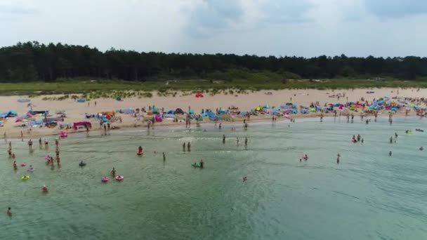 Baltic Sea Beach Dabki Plaza Morze Baltyckie Aerial View Poland — Stock video