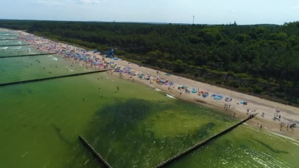 Pláž Baltské Moře Jaroslawiec Plaza Morze Baltyckie Aerial View Polsko — Stock video