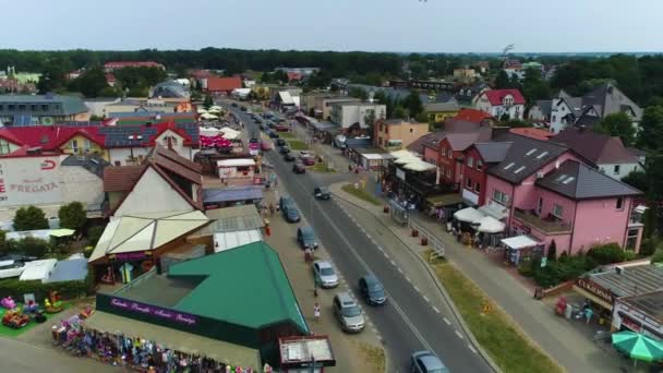 Downtown Center Main Street Dabki Aerial View Poland Vysoce Kvalitní — Stock video