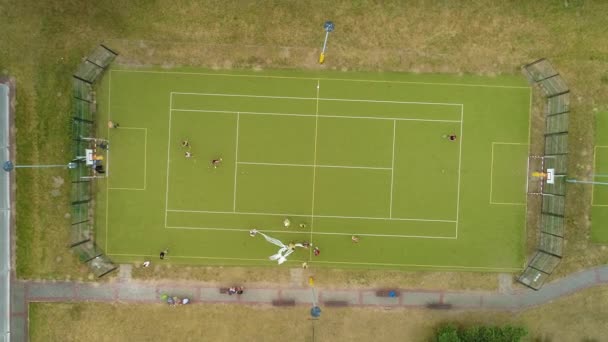 Campo Tennis Top Lazy Kort Tenisa Vista Aerea Polonia Filmati — Video Stock