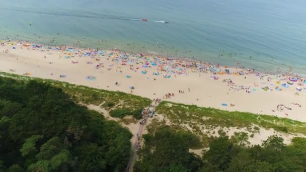 Baltic Sea Beach Dabki Plaza Morze Baltyckie Aerial View Poland — стоковое видео