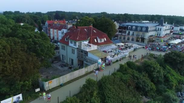 Promenade Mielno Deptak Aerial View Poland Vysoce Kvalitní Záběry — Stock video