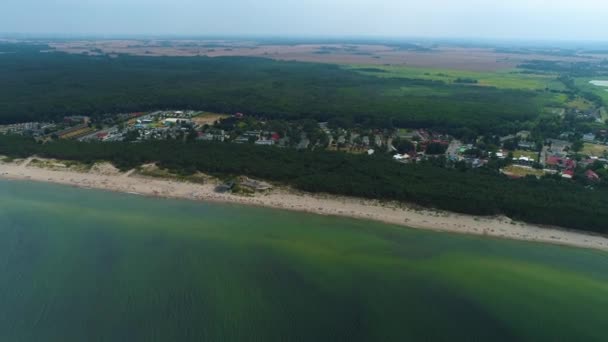 Panorama Beach Baltic Sea Lazy Plaza Morze Baltyckie Αεροφωτογραφία Πολωνία — Αρχείο Βίντεο