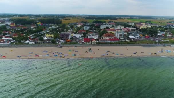 Panorama Beach Baltic Sea Sarbinowo Plaza Morze Baltyckie Luftaufnahme Polen — Stockvideo