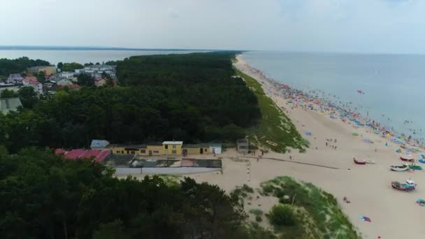 Baltic Sea Beach Dabki Plaza Morze Baltyckie Flygfoto Polen Högkvalitativ — Stockvideo