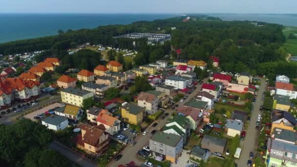 Belles Maisons Uniescie Mielno Domy Morze Vue Aérienne Pologne Images — Video