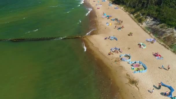 Pláž Baltské Moře Wicie Plaza Morze Baltyckie Aerial View Polsko — Stock video