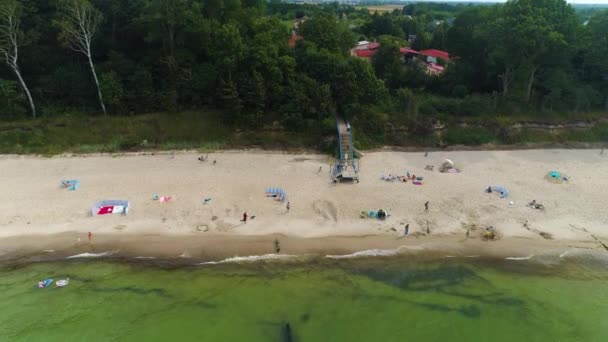 Strand Oostzee Gaski Plaza Morze Baltyckie Luchtfoto Polen Hoge Kwaliteit — Stockvideo
