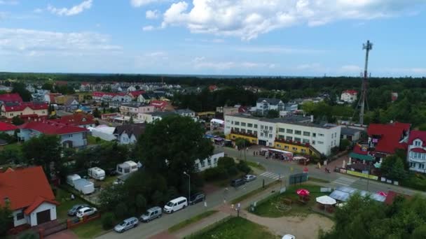 Downtown Grzybowo Centrum Ulica Nadmorska Vista Aérea Polônia Imagens Alta — Vídeo de Stock