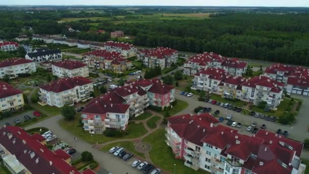Schöne Landschaft Apartments Grzybowo Domy Krajobraz Luftaufnahme Polen Hochwertiges Filmmaterial — Stockvideo
