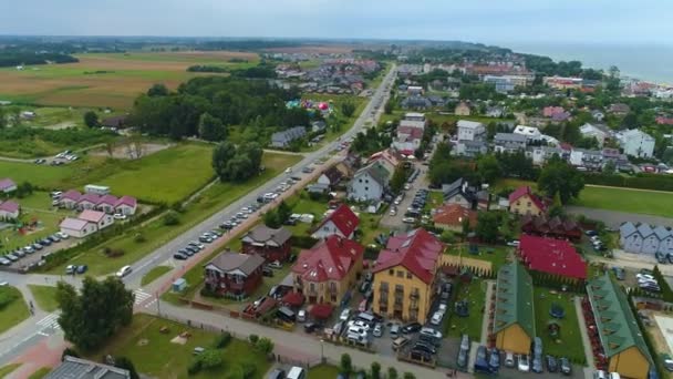 Prachtig Landschap Appartementen Sarbinowo Krajobraz Domki Aerial View Polen Hoge — Stockvideo