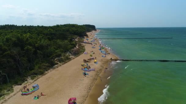 Sahil Baltık Denizi Wicie Plaza Morze Baltyckie Hava Görüntüsü Polonya — Stok video