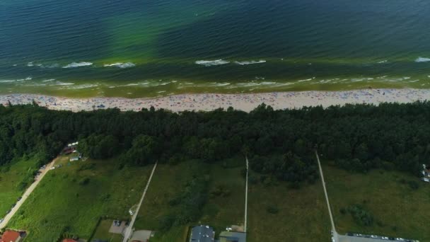 Plaża Morze Bałtyckie Grzybowo Plaza Morze Bałtyckie Widok Lotu Ptaka — Wideo stockowe
