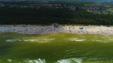 Panorama Baltık Denizi Grzybowo Morze Baltyckie Hava Görüntüsü Polonya. Yüksek kalite 4k görüntü