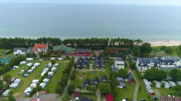 Piękny Krajobraz Plaża Bałtycka Sarbinowo Morze Bałtyckie Widok Lotu Ptaka — Wideo stockowe