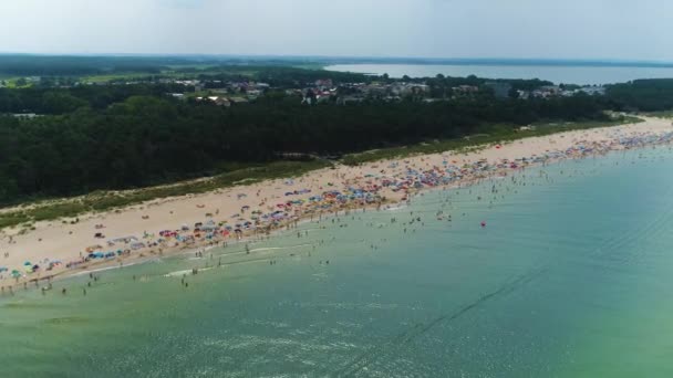 Baltic Sea Beach Dabki Plaza Morze Baltyckie Aerial View Poland — Stock video