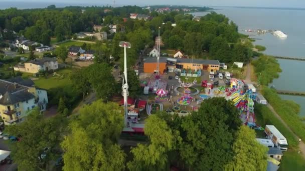 Parque Diversões Mielno Wesole Miasteczko Aerial View Poland Imagens Alta — Vídeo de Stock