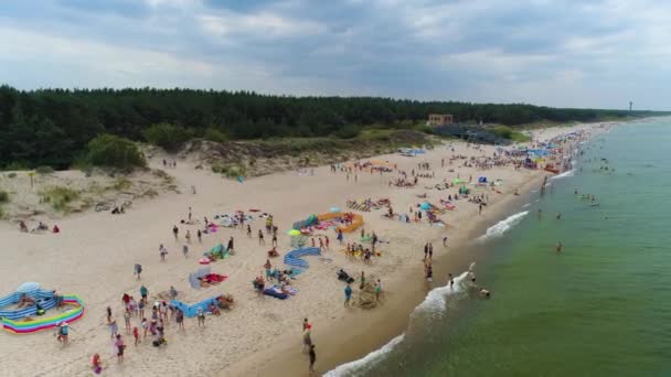 Strand Östersjön Lazy Plaza Morze Baltyckie Flygfoto Polen Högkvalitativ Film — Stockvideo