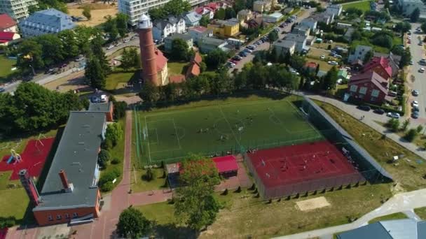 Campo Calcio Jaroslawiec Orlik Vista Aerea Polonia Filmati Alta Qualità — Video Stock