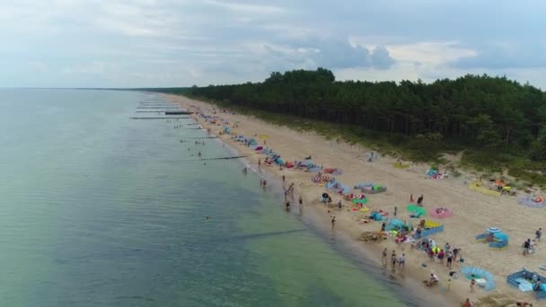Gyönyörű Strand Balti Tenger Chlopy Plaza Morze Baltyckie Aerial View — Stock videók