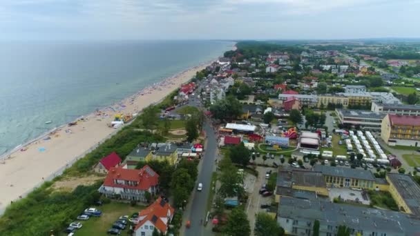 Paesaggio Baltico Sea Beach Sarbinowo Morze Baltyckie Plaza Vista Aerea — Video Stock