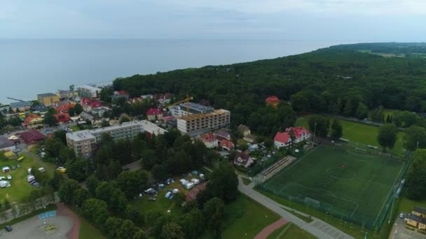Prachtig Landschap Ustronie Morskie Piekny Krajobraz Luchtfoto View Poland Hoge — Stockvideo