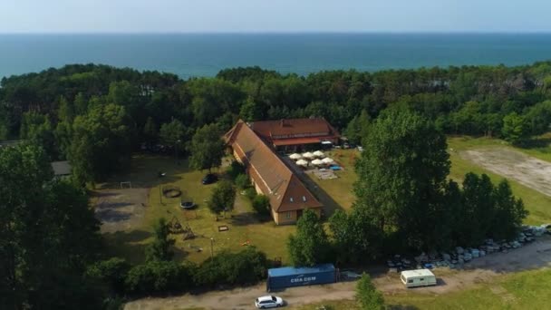 Beautiful Seaside House Forest Mielno Pas Nadmorski Aerial View Poland — Stock video