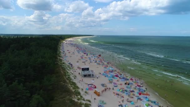 Παραλία Βαλτική Θάλασσα Grzybowo Plaza Morze Baltyckie Aerial View Πολωνία — Αρχείο Βίντεο