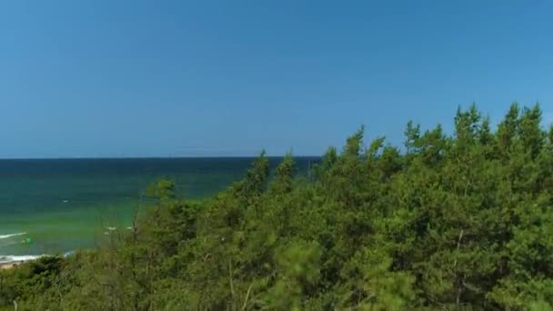 Sahil Baltık Denizi Wicie Plaza Morze Baltyckie Hava Görüntüsü Polonya — Stok video