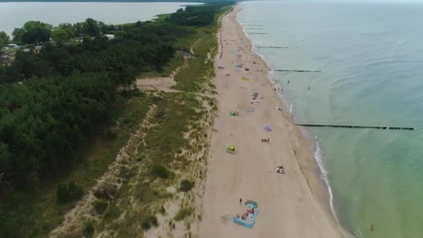 Παραλία Βαλτική Θάλασσα Dabkowice Plaza Morze Baltyckie Aerial View Πολωνία — Αρχείο Βίντεο