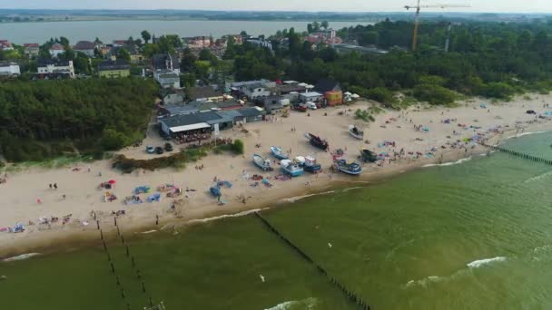 波罗的海海滩Mielno Plaza Morze Aerial View Poland 高质量的4K镜头 — 图库视频影像