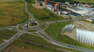 Manzara Rondo Darlowo Lotnikow Morskich Hava Görüntüsü Polonya. Yüksek kalite 4k görüntü