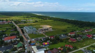 Güzel manzara Grzybowo Piekny Krajobraz Hava Manzarası Polonya. Yüksek kalite 4k görüntü