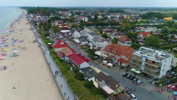 Spiaggia Lungomare Centro Sarbinowo Nadmorska Vista Aerea Polonia Filmati Alta — Video Stock