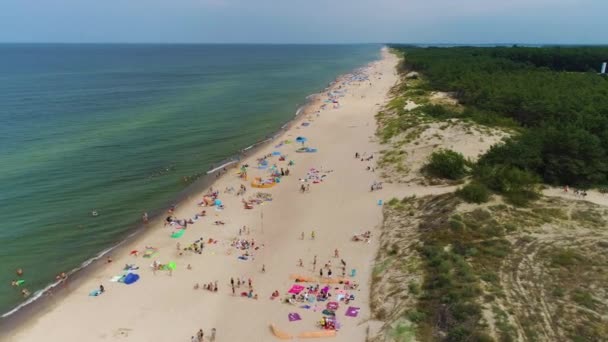 Пляж Балтийского Моря Lazy Plaza Morze Baltyckie Воздушный Вид Польши — стоковое видео