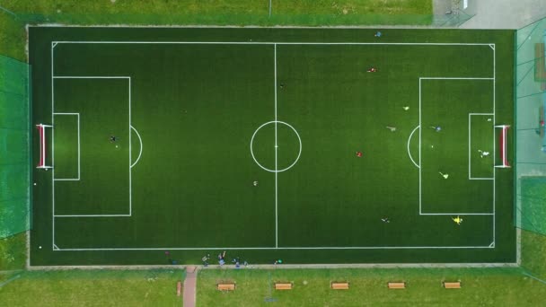 Top Sports Field Ustronie Morskie Boisko Aerial View Πολωνία Υψηλής — Αρχείο Βίντεο