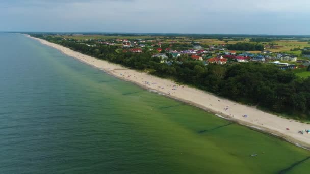 Panorama Beach Baltic Sea Gaski Plaza Morze Baltyckie Aerial View — Stock Video