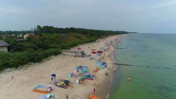 Beautiful Beach Baltic Sea Chlopy Plaza Morze Baltyckie Aerial View — Stock Video