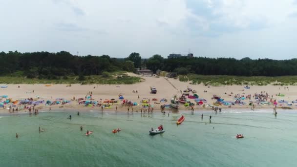 Балтійський Морський Пляж Рівнині Dabki Plaza Morze Baltyckie Aerial View — стокове відео