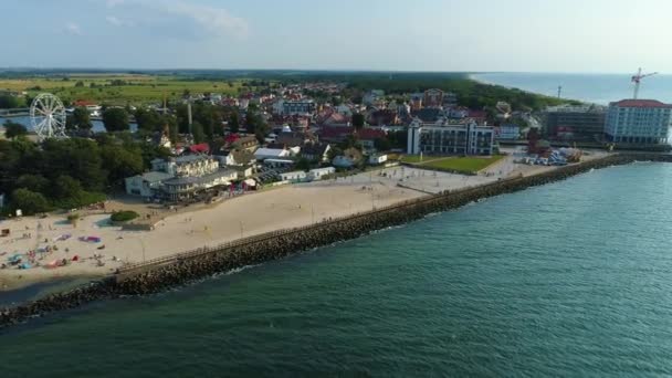 Eastern Beach Darlowo Plaza Wschodnia Aerial View Polsko Vysoce Kvalitní — Stock video