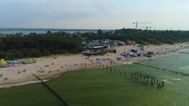 Παραλία Βαλτική Θάλασσα Uniescie Mielno Plaza Morze Aerial View Πολωνία — Αρχείο Βίντεο