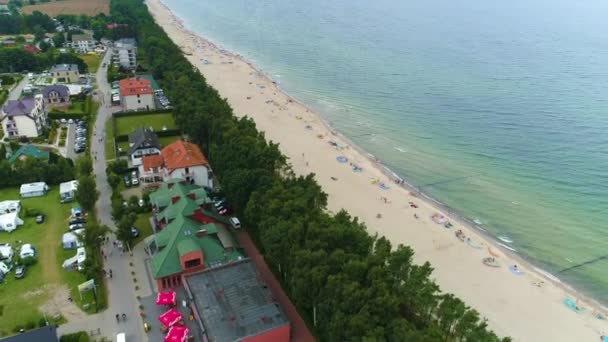 Gyönyörű Táj Balti Tenger Beach Sarbinowo Morze Baltyckie Aerial View — Stock videók
