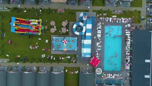 Swimming Pool Holiday Park Ustronie Morskie Basen Aerial View Poland — Stock Video