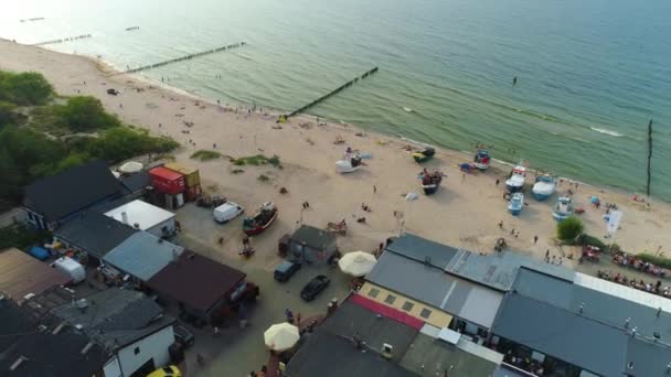 Port Rybacki Uniesie Mielno Przystan Rybacka Aerial View Poland Wysokiej — Wideo stockowe