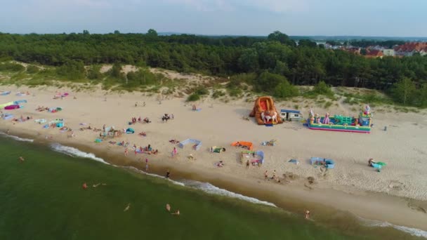 Baltic Sea Beach Uniescie Mielno Plaza Morze Widok Lotu Ptaka — Wideo stockowe