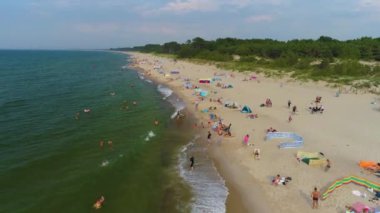 Plaj Baltık Denizi Uniescie Mielno Plaza Morze Hava Görüntüsü Polonya. Yüksek kalite 4k görüntü
